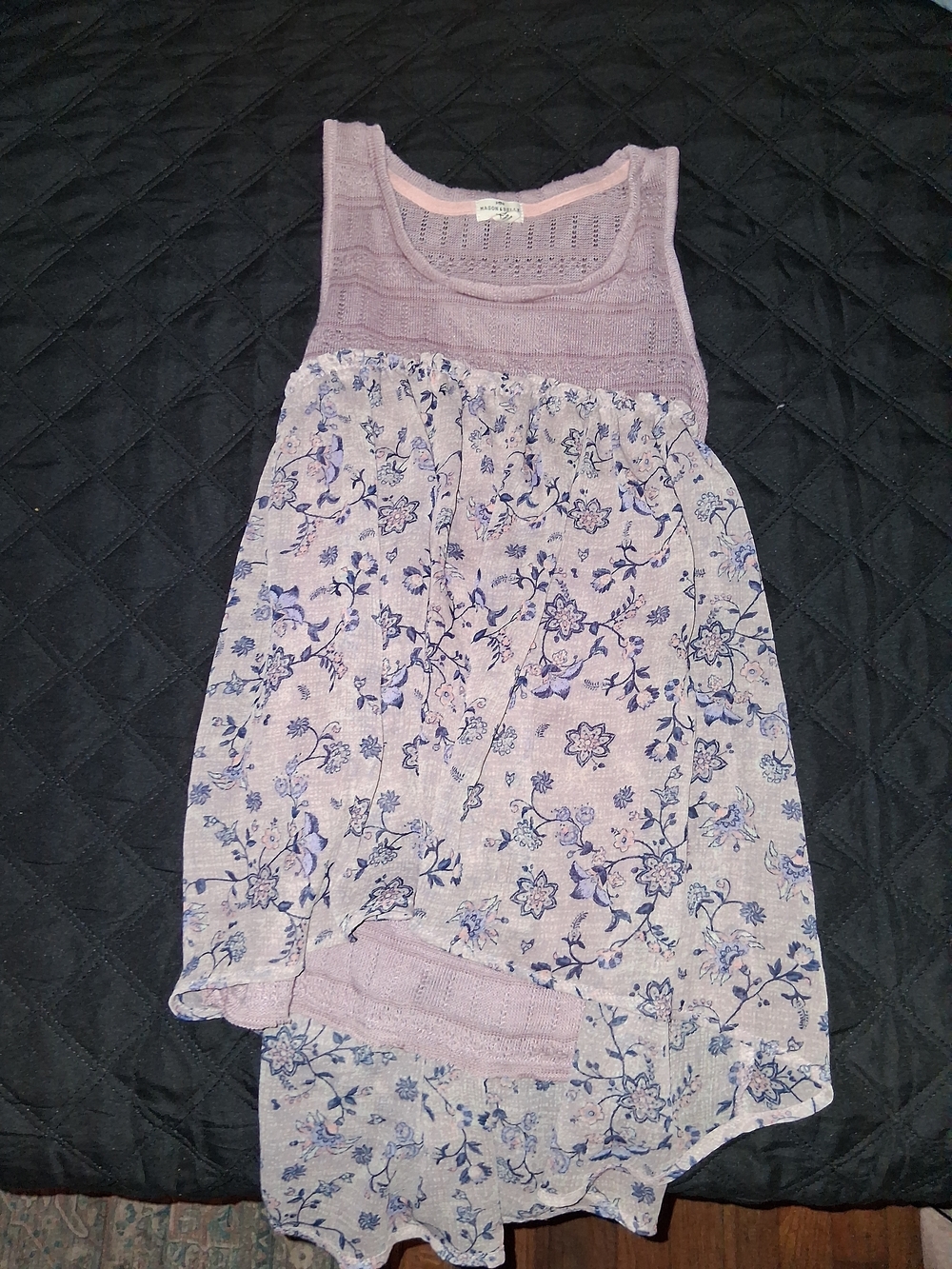 Lavender Floral Sleeveless Tunic Top